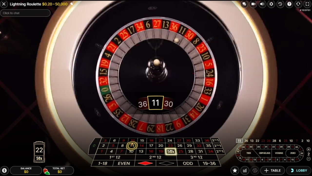 Lightning Roulette wheel