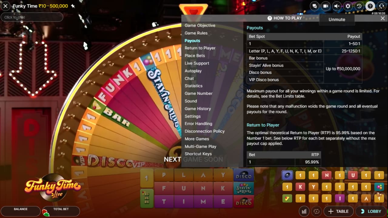 Funky Time Live wheel